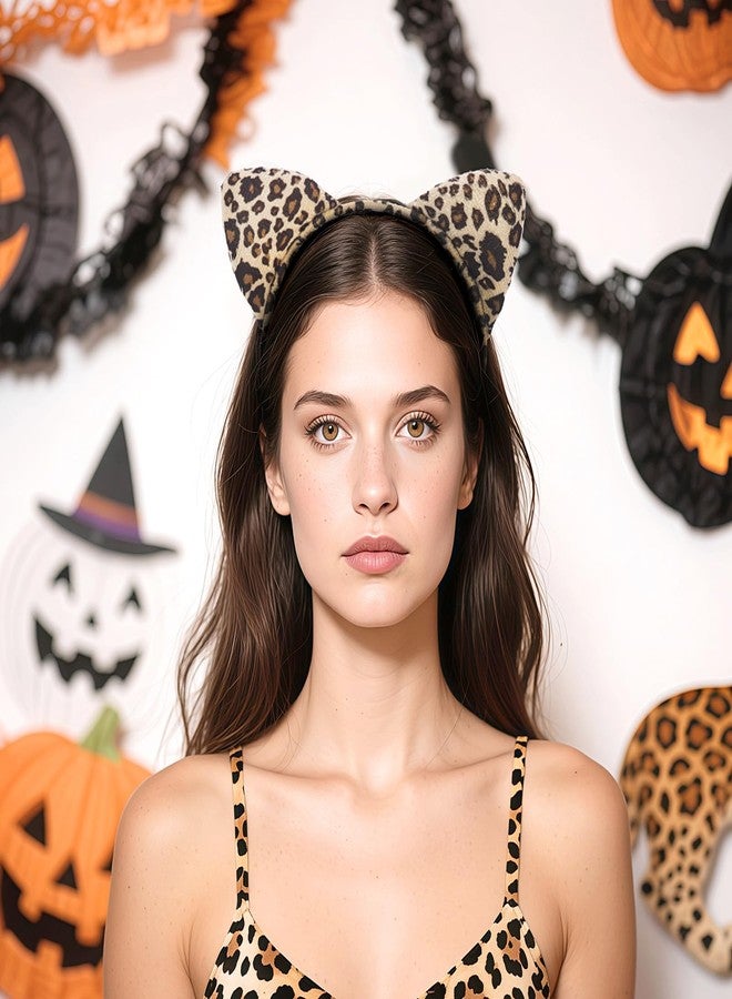 AIDVPOD Leopard Headband Cat Ears Hair Band Cheetah Animal Hair Accessories for Women Halloween Party Headwear - Image 4